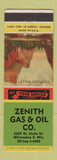 Matchbook Cover - Zenith oil gas Milwaukee WI