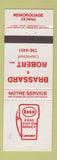 Matchbook Cover - Esso oil gas Brassard & Robert Louvicourt QC
