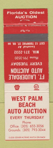 Matchbook Cover - West Palm Beach Auto Auction FL