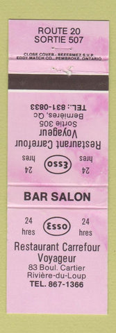 Matchbook Cover - Esso oil gas Restaurant Carrefour Riviere Du Loup QC PURPLE