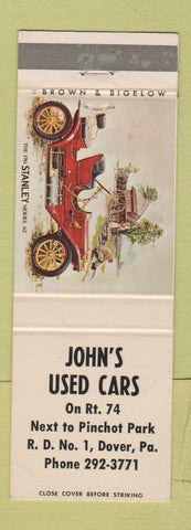 Matchbook Cover - John's Used Cars Dover PA