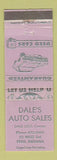 Matchbook Cover - Dale's Auto Sales Peru IN WEAR