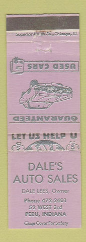Matchbook Cover - Dale's Auto Sales Peru IN WEAR