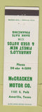 Matchbook Cover - McCracken Motors Used Cars Amarillo TX