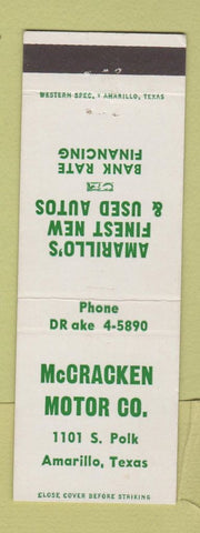 Matchbook Cover - McCracken Motors Used Cars Amarillo TX