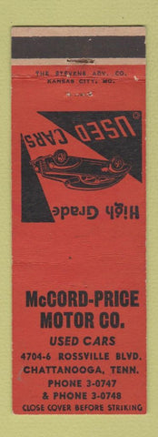 Matchbook Cover - McCord Price Motors Chattanooga TN used cars