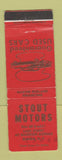 Matchbook Cover - Stout Motors Used Cars Elmira NY WEAR