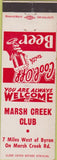 Matchbook Cover - Marsh Creek Club no town Beer
