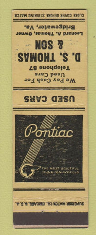Matchbook Cover - DS Thomas Son Pontiac Bridgewater VA