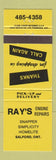 Matchbook Cover - Ray's Engine Repair Salford ON