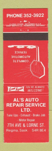 Matchbook Cover - Al's Auto Repair Service Regina SK