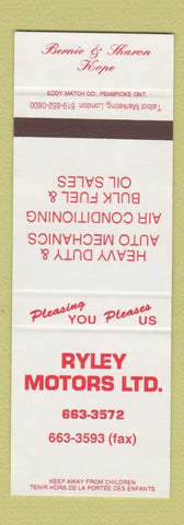 Matchbook Cover - Ryles Motors Auto Repair Canada SAMPLE