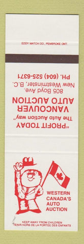 Matchbook Cover - Vancouver Auto Auction New Westminster BC SAMPLE