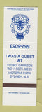 Matchbook Cover - Sydney Garrison NS Canada Military SAMPLE