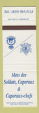Matchbook Cover - Mess Des Soldats Caporaux Canada Military SAMPLE