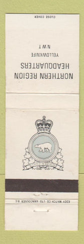 Matchbook Cover - Canadian Military Northern Region HQ Yellowknife NWT