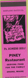Matchbook Cover - Piney Restaurant Orono ME pink