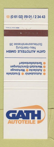 Matchbook Cover - Gath Autoteile Schleussnerstrasse Germany