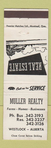 Matchbook Cover - Muller Real Estate Westlock AB WEAR
