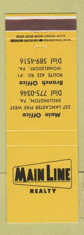 Matchbook Cover - Main Line Real Estate Shillington PA Womelsdorf