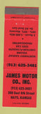 Matchbook Cover - James Motors Hays KS Chrysler Plymouth