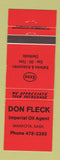 Matchbook Cover - Don Flick Esso oil gas Mankota SK