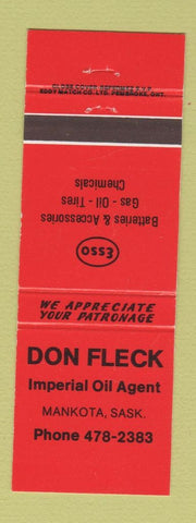 Matchbook Cover - Don Flick Esso oil gas Mankota SK