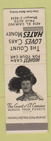 Matchbook Cover - Count Used Cars Palo Alto CA