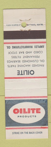 Matchbook Cover - Oilite Products Auto Parts Bearings Detroit MI WEAR