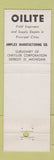 Matchbook Cover - Oilite Products Auto Parts Bearings Detroit MI WEAR