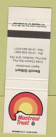 Matchbook Cover - Montral Trust Benoit Gilbert Ste Foy QC