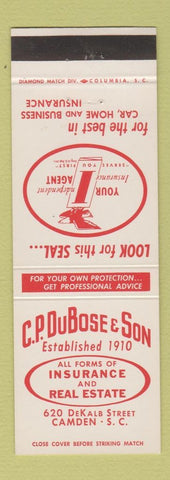 Matchbook Cover - CP DuBose Real Estate Insurance Camden SC WEAR