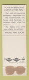 Matchbook Cover - CP DuBose Real Estate Insurance Camden SC WEAR