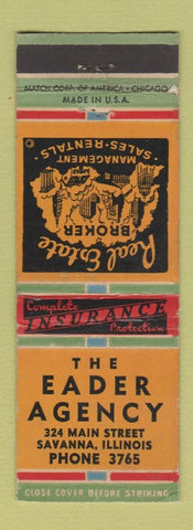 Matchbook Cover - Eader Real Estate Savanna IL