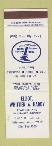 Matchbook Cover - Elliot Whittier Hardy Real Estate Insurance Winthrop MA