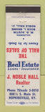 Matchbook Cover - J Noble Hall Real Estate Hopkinsville KY WEAR
