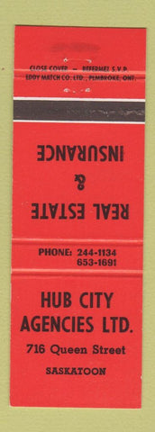 Matchbook Cover - Hub City Real Estate Insurance Saskatoon SK
