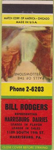 Matchbook Cover - Bill Rodgers Harrisburg Dairies PA