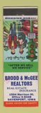 Matchbook Cover - Brodd & McGee Real Estate Insurance Davenport IA WEAR