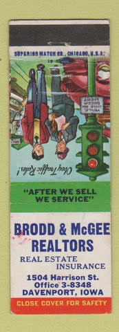 Matchbook Cover - Brodd & McGee Real Estate Insurance Davenport IA WEAR