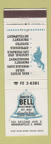 Matchbook Cover - David Bell Real Estate Insurance Minneapolis MN