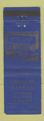 Matchbook Cover - Emma Bayliss Real Estate Insurance Washington DC