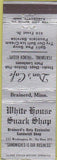 Matchbook Cover - White House Snack Shop no town