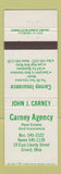Matchbook Cover - Carney Insurance Agency Real Estate Girard OH