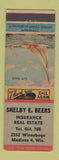 Matchbook Cover - Shelby Beers Real Estate Insurance Madison WI