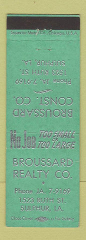 Matchbook Cover - Broussard Real Estate Sulphur LA