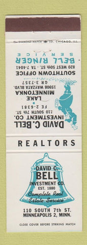 Matchbook Cover - David Bell Real Estate Insurance Minneapolis MN WEAR