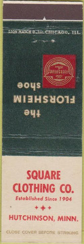 Matchbook Cover - Square Clothing Shoes Co Hutchinson MN