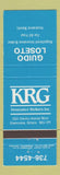 Matchbook Cover - KRG Insurance Guido Loseto Downsview ON