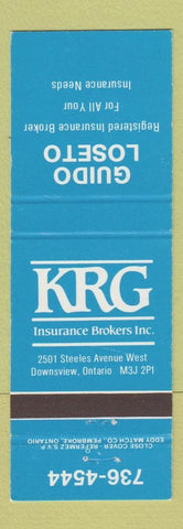 Matchbook Cover - KRG Insurance Guido Loseto Downsview ON
